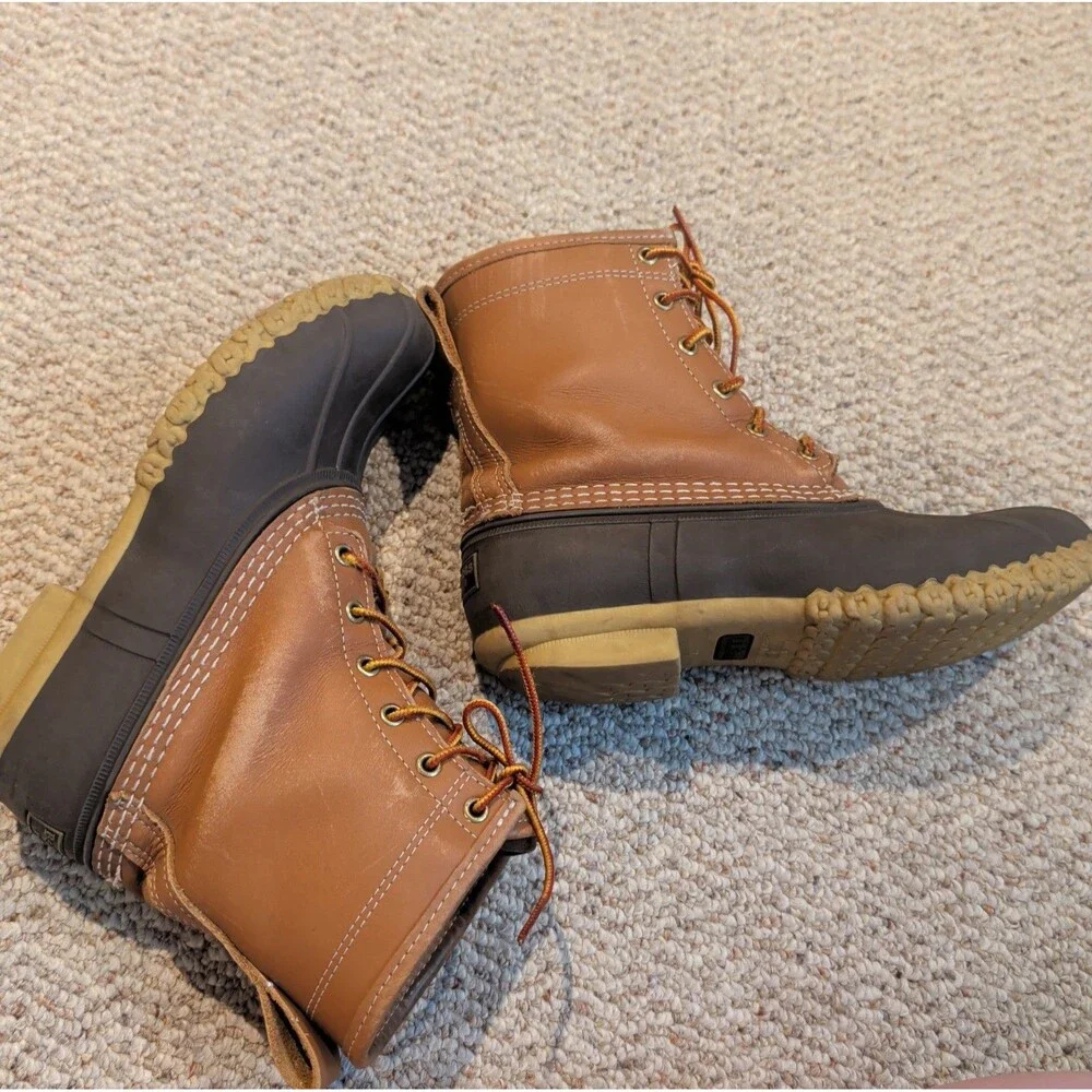 LL Bean Bean Classic Duck Boots Mens 8 Brown Tan Rubber Goretex Outdoor